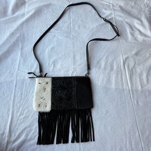 Western Black and White Fringe Crossbody Bag